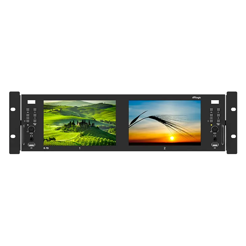 [R-7D] TVLogic - 2 x 7” 1920x1080 Dual LCD Rack Monitor with UHD/4K Ready / 3RU