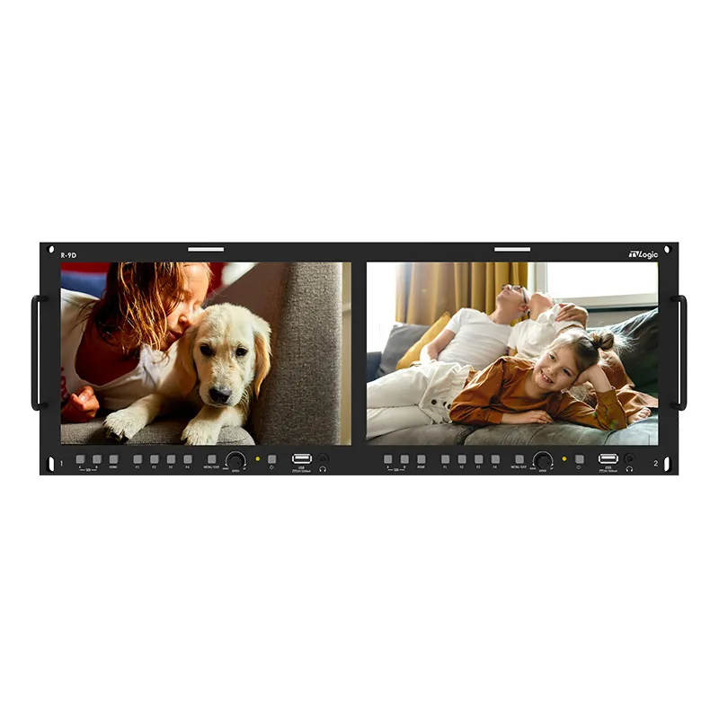 [R-9D] TVLogic - 2 x 10” 1920x1200 Dual LCD Rack Monitor with UHD/4K Ready / 4RU